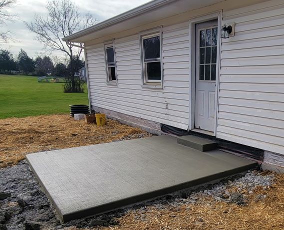 back patio with concrete step